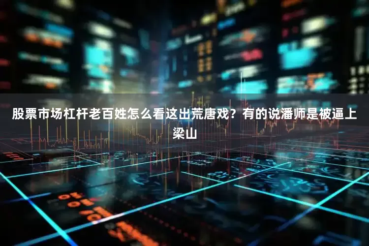 股票市场杠杆老百姓怎么看这出荒唐戏？有的说潘师是被逼上梁山